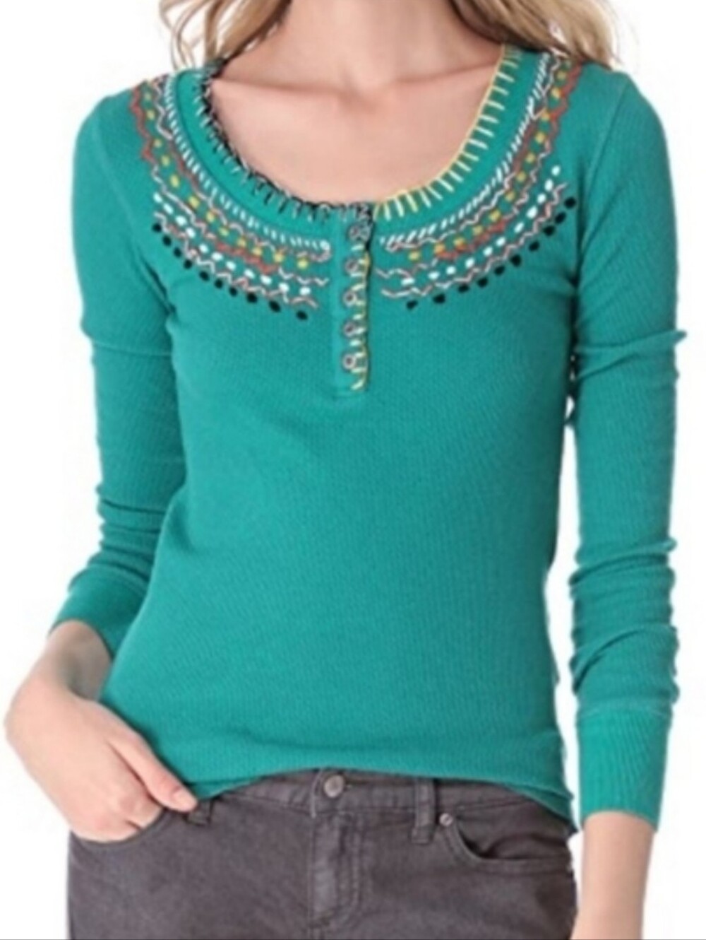 Anthropologie Bundle Tops 6 Long Sleeve S Pattern Silk Embroidered - Picture 7 of 14
